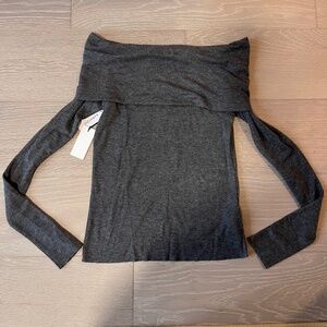 Aritzia Off-Shoulder Stretch Tencel-Wool Sweater